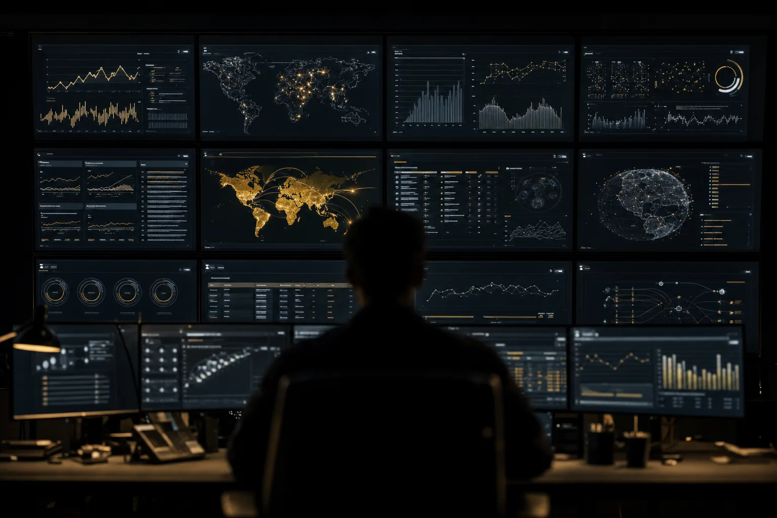Illustrative operator reviewing a departmental computing workflow